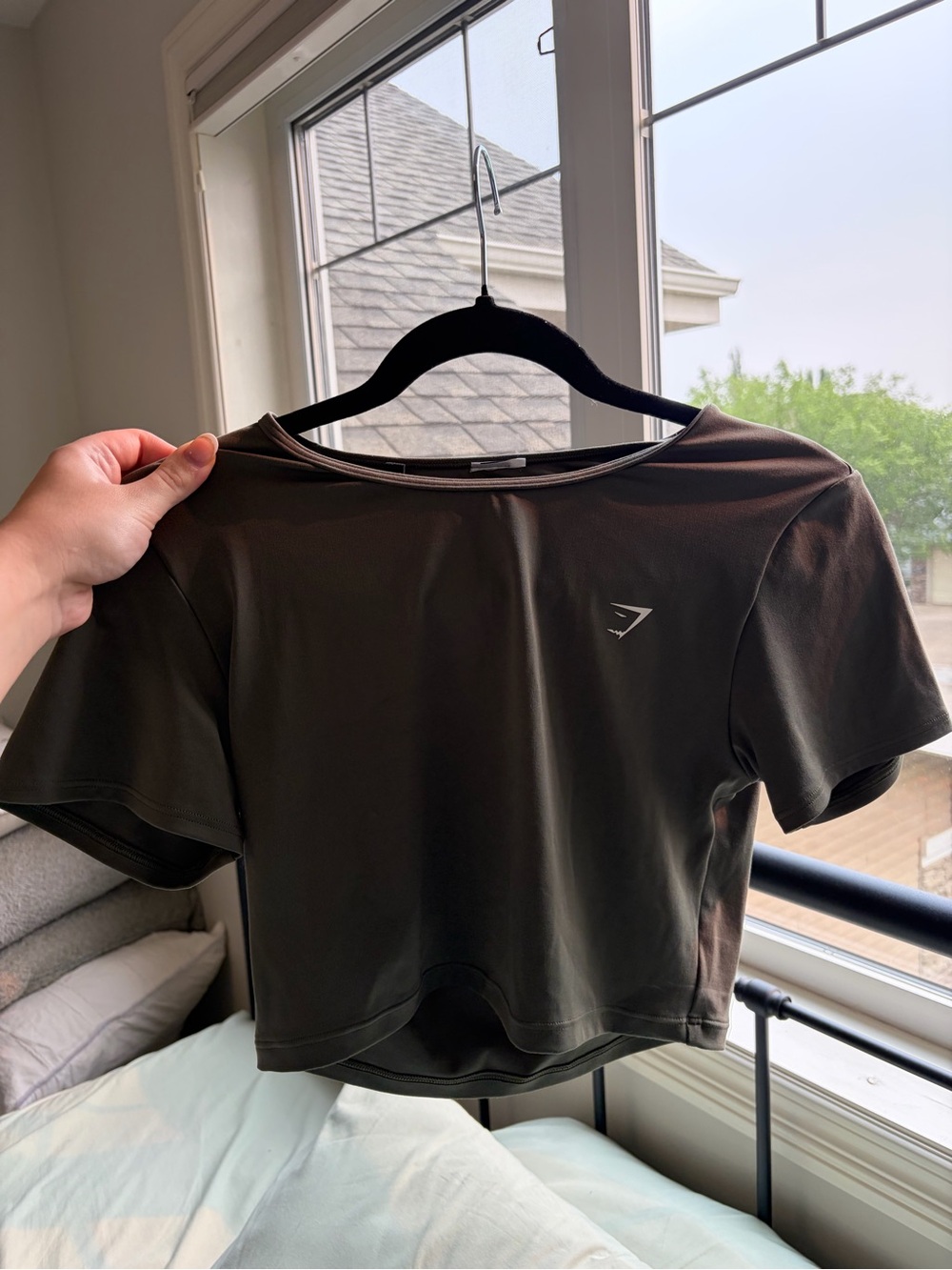 Gymshark Olive Green Cropped Workout Tee